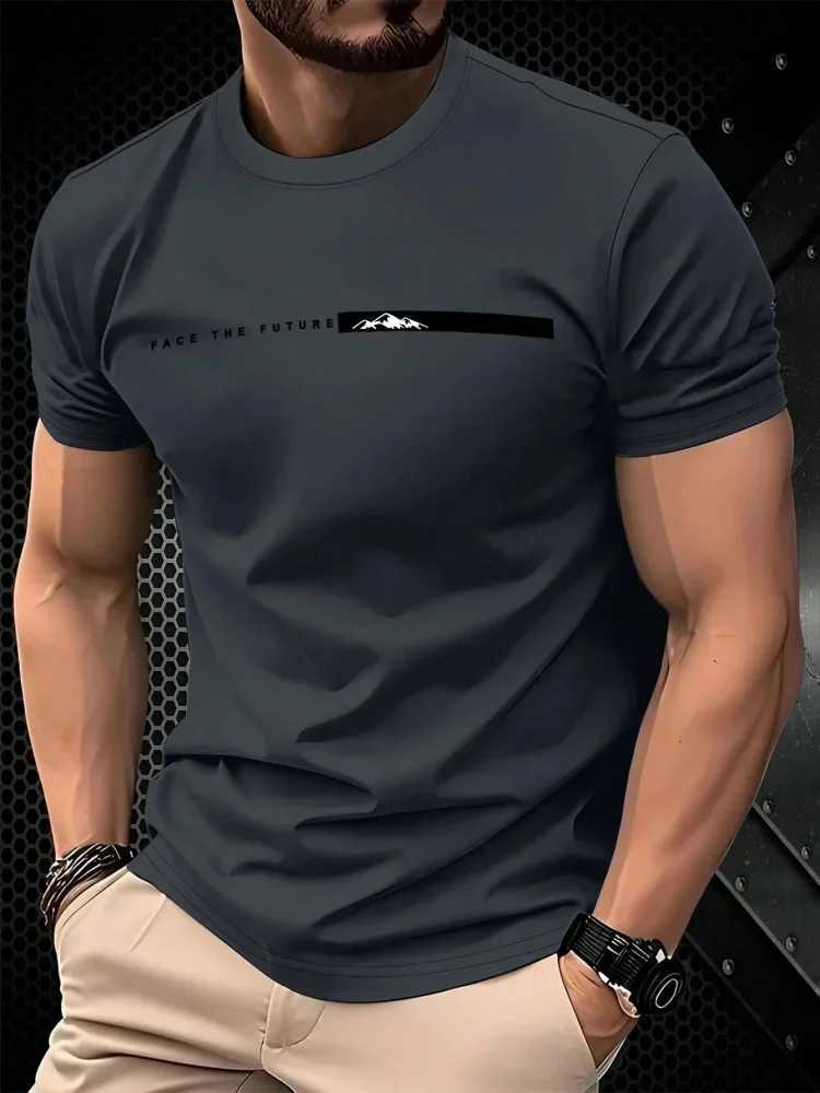 Summer mens casual sports loose oversized simple letter pattern printed round neck short sleeved T-shirt top Y250819