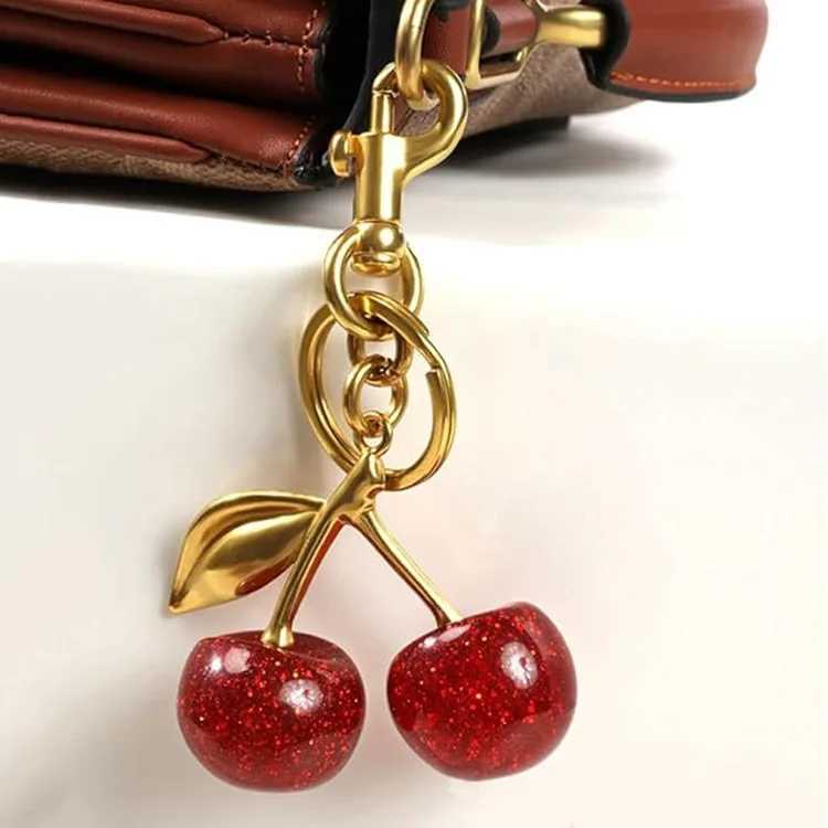 Fashion Imitation Red Cherry Keychain Fruits Cherries Pendant Keyring For Women Men Jewelry Bag Key Accessories Gift XJ250820