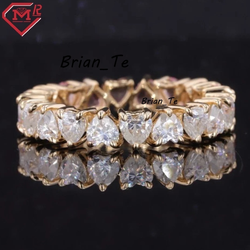 Custom Moissanite Wedding Ring 3 Prong 14k Yellow Gold D VVS Two Tone Heart Cut Moissanite Ring