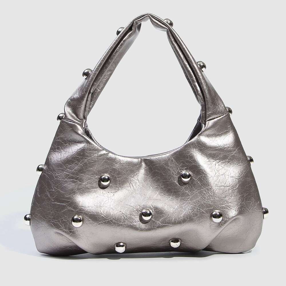 Designer Mushroom Rivet Handbag Bags Underarm Fashion Dumpling Shoulder Punk Style Metallic Women's Bag
