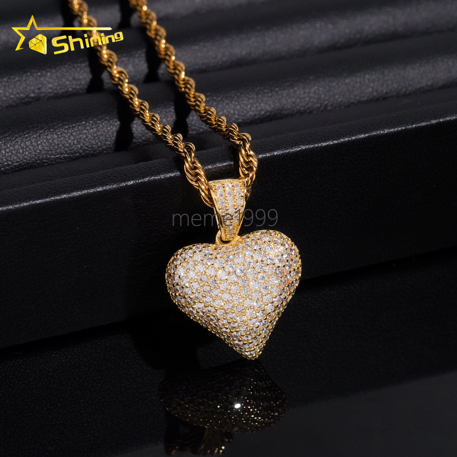 Fine Jewelry VVS Moissanite Heart Shape Pendant 925 Sterling Silver USA Warehouse Fully Iced Out Moissnaite Charm Pendant