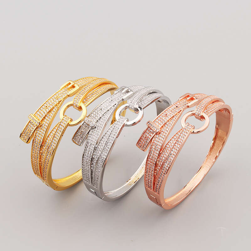 Trendy Fashion Women's Full Dia Elegant Belt Bracelet Gold-Plated Jewelry
