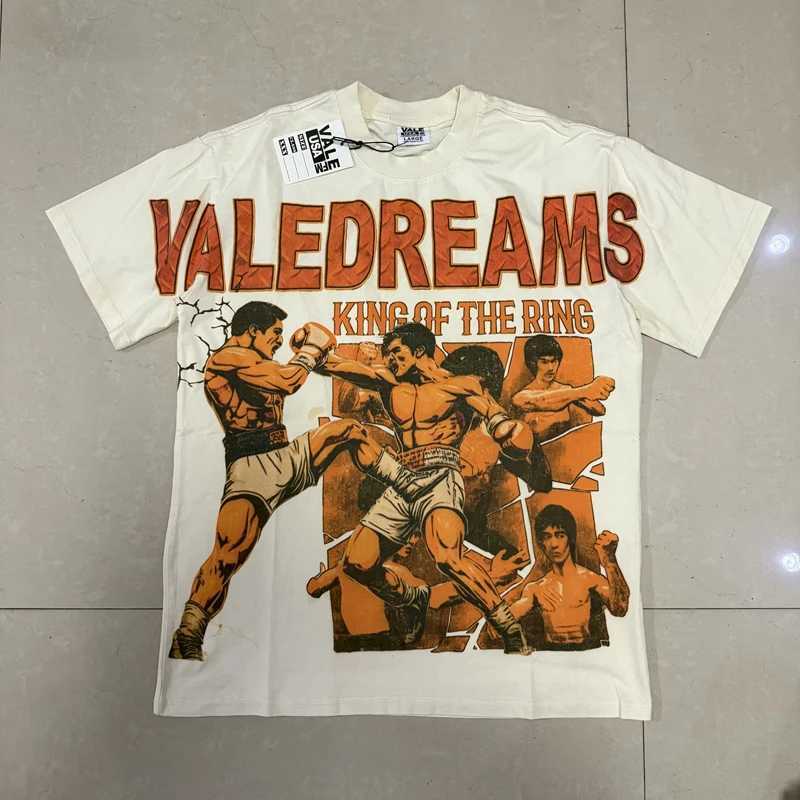 Real Photo Label T-shirt American High Street Boxer Print Mens Womens Round NeCK Short-sleeved Vale Top Tee Y250819