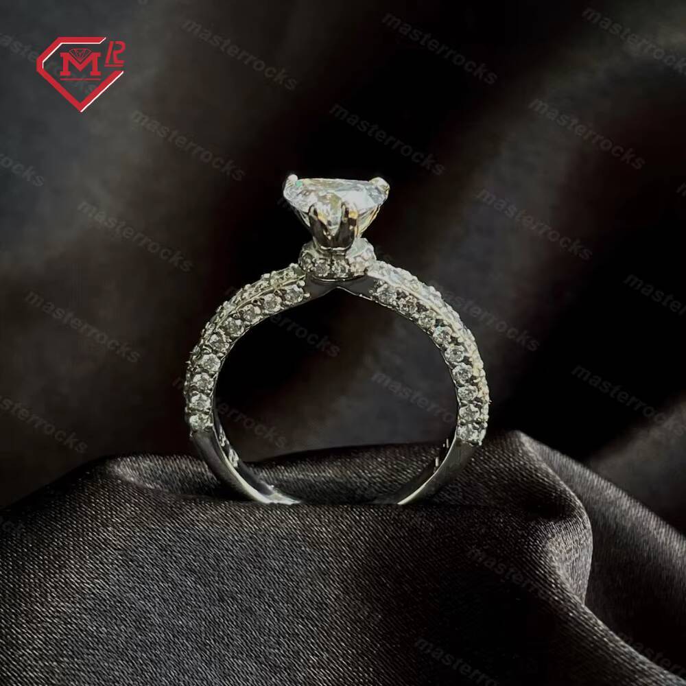 High Quality Heart D Color Vvs Moissanite Diamond Real S925 Eternity Wedding Engagement Moissanite Ring for Women