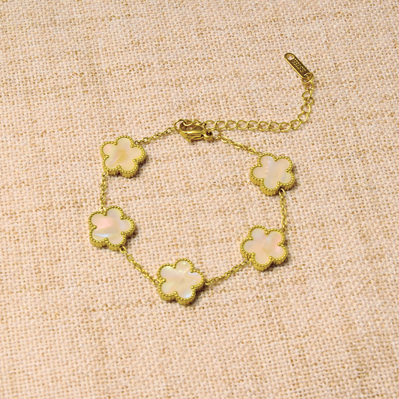 Titanium Lucky Five-Leaf Clover Gradient Bracelet Light High-End Feel Women's Stainless Steel Jewelry