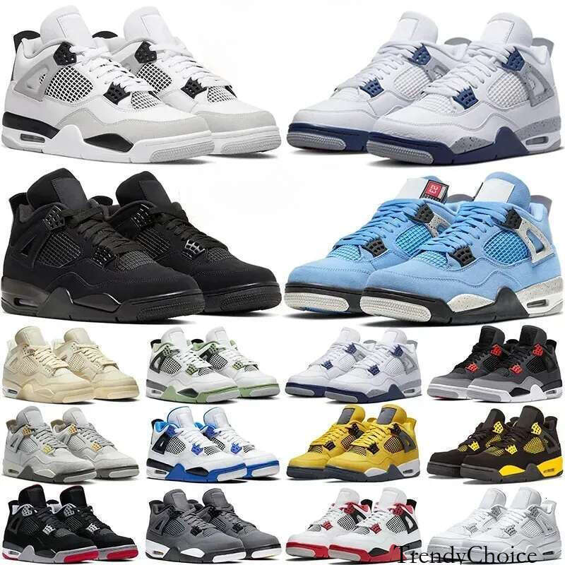 Designer Black Cat 4S basketball shoes Men Women Sneaker Metallic Gold Military Bred Sail Red Cement Thunder Oreo University Blue Pine Green Sports Trainers