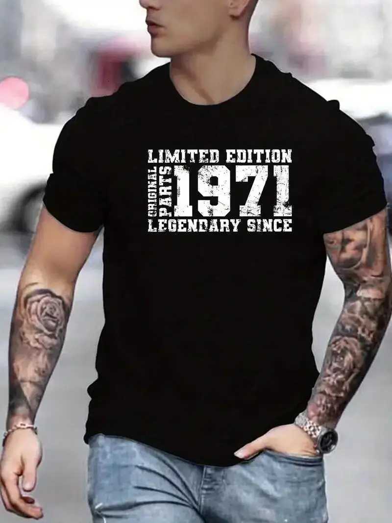 LIMITED 1971 EDITION Letters Print Casual Crew Neck Short Sleeve Tops For MenQuick-drying Comfy Casual Summer T-Shirt Y250819