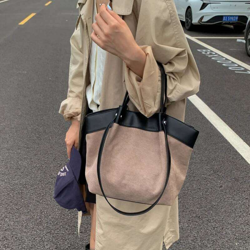 Stylish Frosted Suede Handbag New Large-capacity Tote Fashion European American Autumn/winter Shoulder Simple Casual BagLuxury bagtote bag