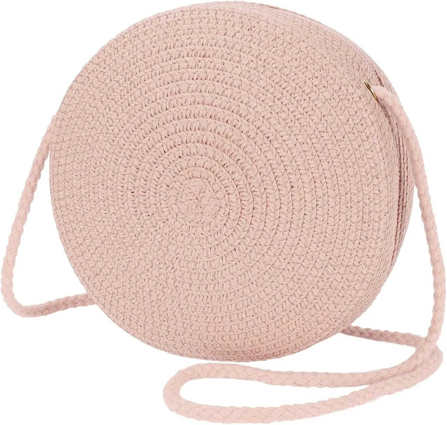 Minimalist Straw Bag Round Crossbody Purse Women Shoulder Vocation Style Handbag genuine grade new in handbag Y250819