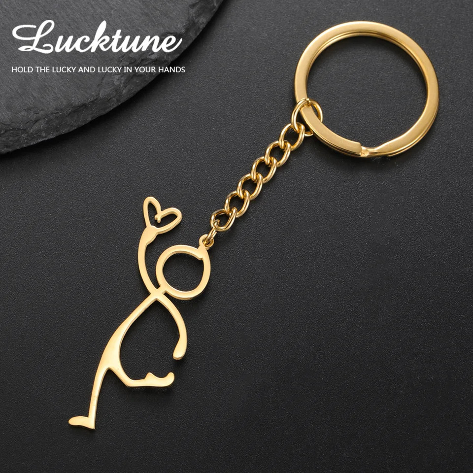 Lucktune Abstract Human Figure With Heart Keychain Stainless Steel For Bags Fashion Charms Jewelry Bag Body Kit Gifts 250811