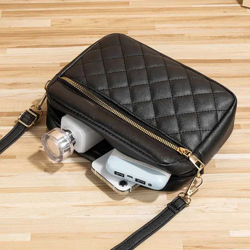 Small Messenger Bag For Women Trendy Lingge Embroidery Solid Color Female Shoulder Bag Fashion Leather Ladies Crossbody Bags Y250819