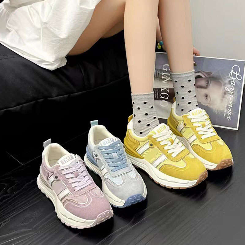 2025 Summer New Style Dexun Versatile Fashionable Height-Increasing Casual Waffle Sneakers for Petite Women, Dad Shoes