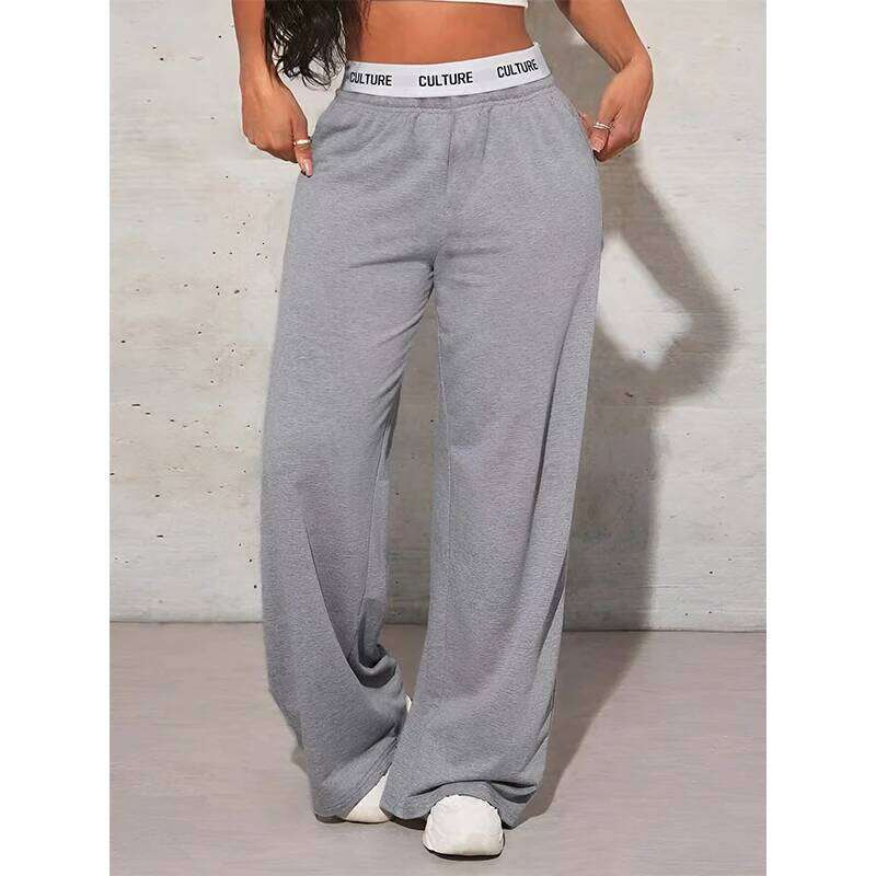 Fashion High Waist Webbing Loose Women's Wide Leg Solid Colour Casual Female Pants Autumn Daily Wear