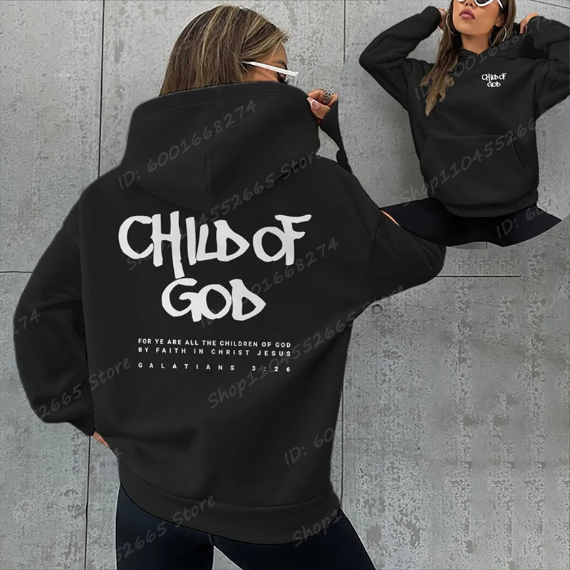 I Am A God Child Letter Print Hoodies Christian Sweatshirts Hooded Pullover Pray The Lord Sweatshirt Womens Clothing 250818