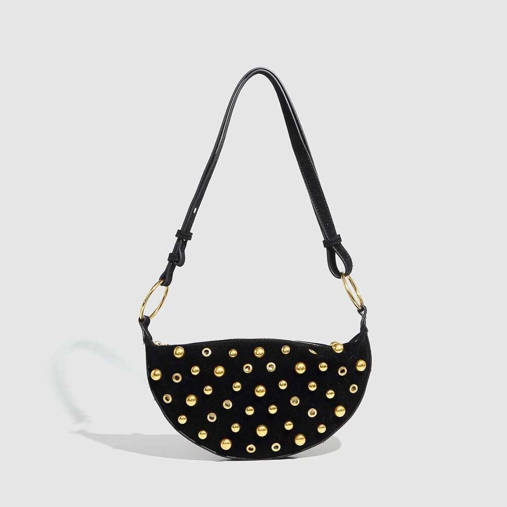 Rivet Eyelet Heavy Craft Polka Dot Bags Crossbody Punk Designer Style Shoulder Metallic Women's Bag