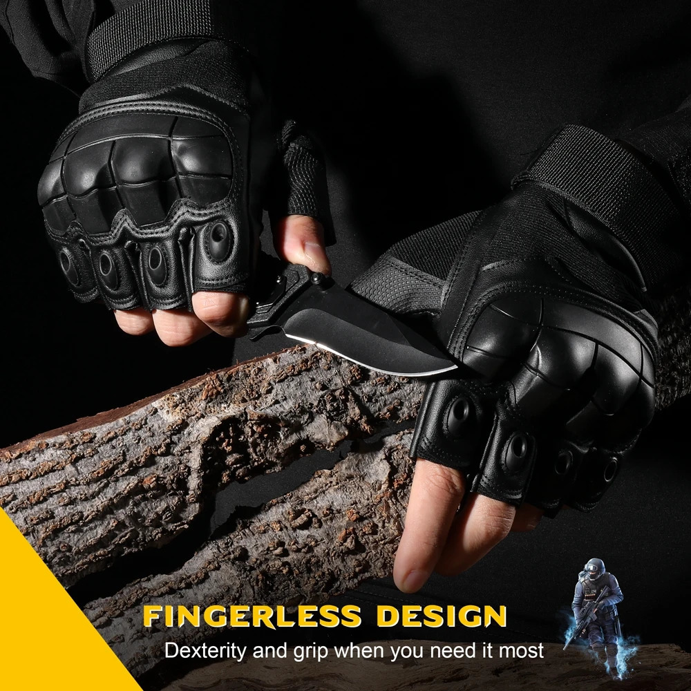 PU Leather Tactical Half Finger Gloves Airsoft Combat Shooting Hunting Paintball Outdoor Work Bicycle Antislip Fingerless Men 250811