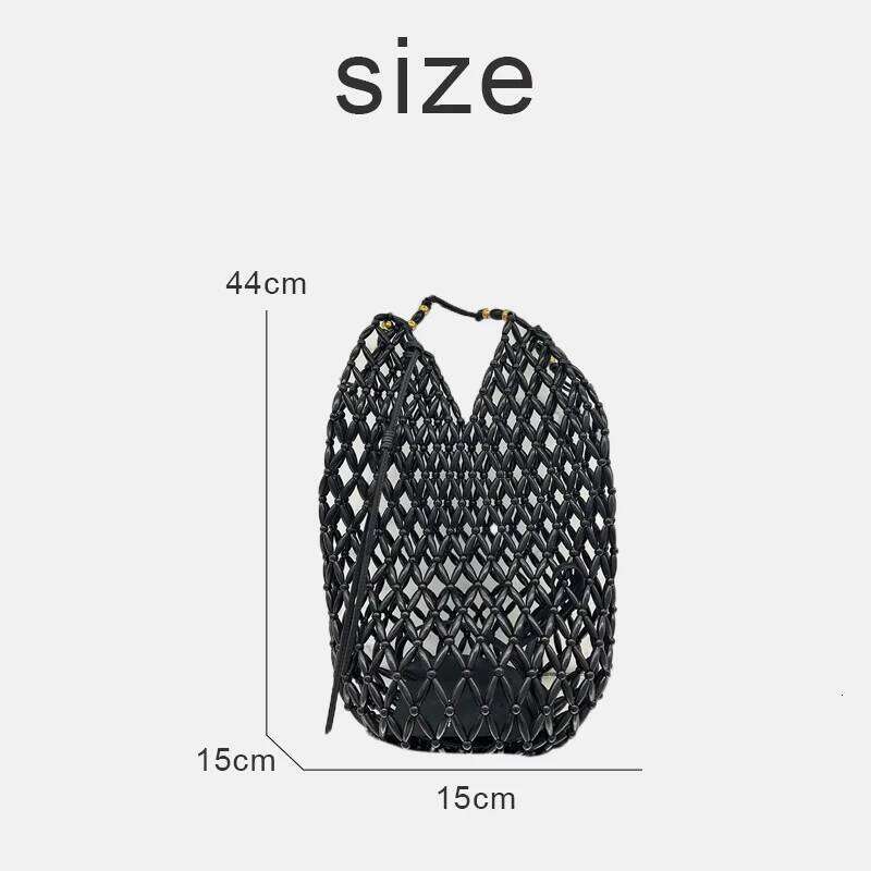 Fashion Bags Bohemian Beach Bucket Bags For Women Designer Handba And Purses 2025 New In Wood Hand Woven Hollow Out Underarm Shoulder