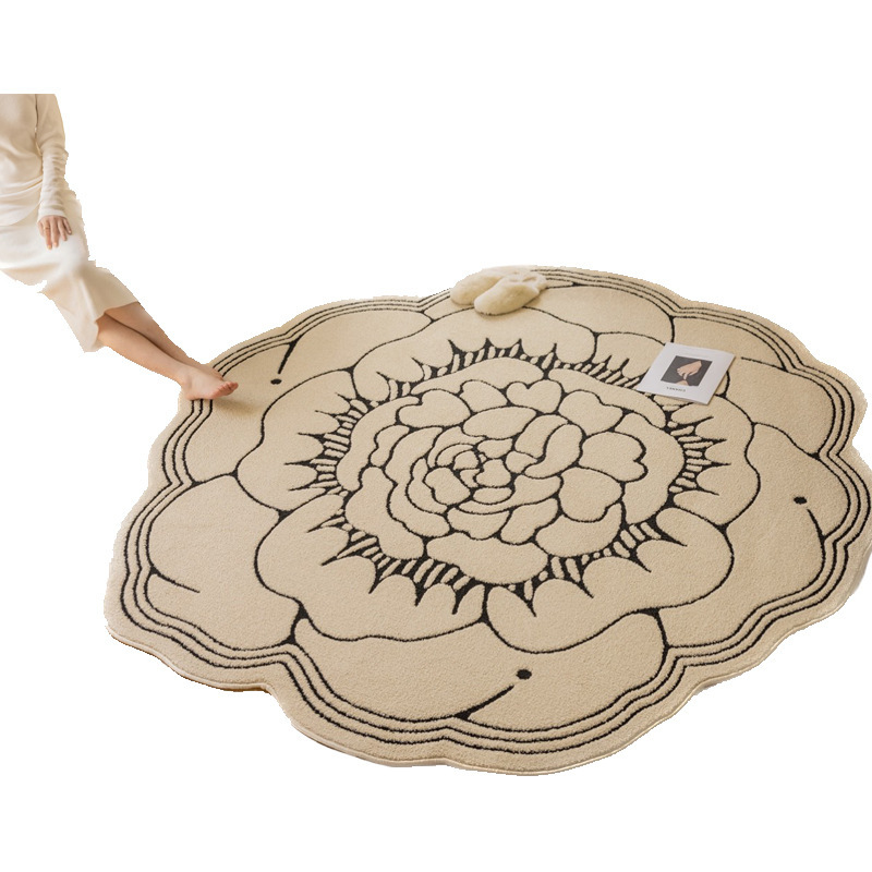 Waterproof and Stain-Resistant Carpet with a High-End Feel, No-Maintenance Lazy Bedroom Irregular Shaped Living Room Coffee Table Rug, Non-Slip ddmyth