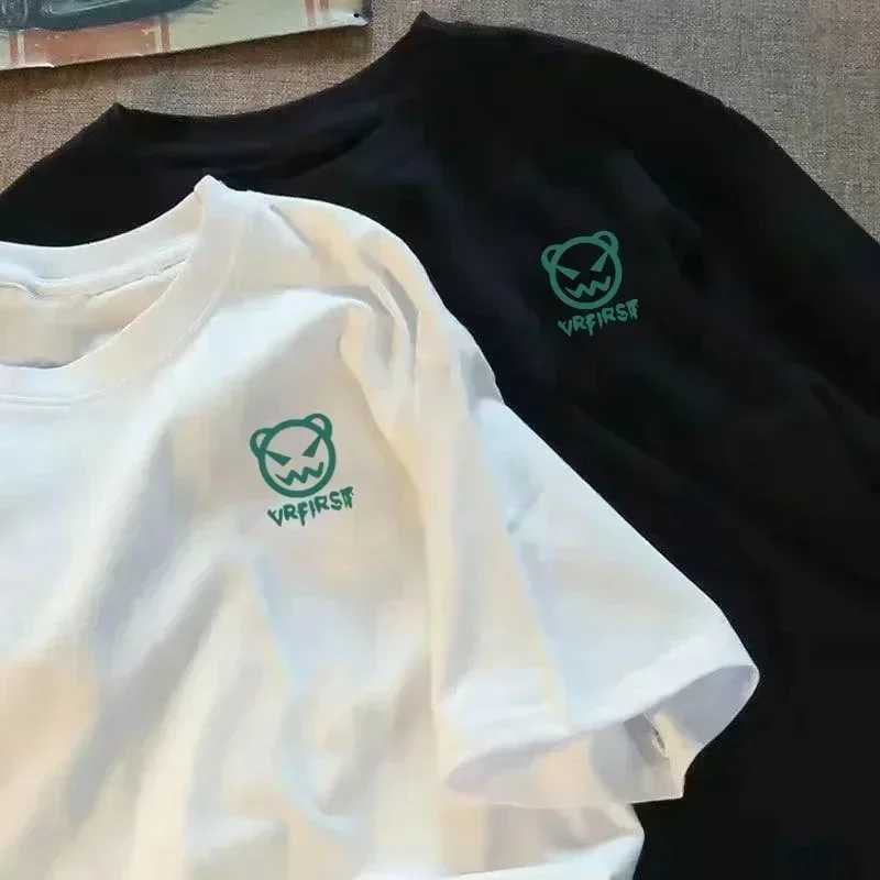 Summer Womens Printed Short-sleeved T-shirt Female American Fashion Ins Casual Loose Couple New Simple T-shirt Y2K Top Fashion Y250819