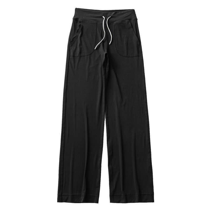 Yoga Wide-Leg Throwback Still Drawstring Straight High-Waist Tummy Control Pocket Draped Floor-Length Pants