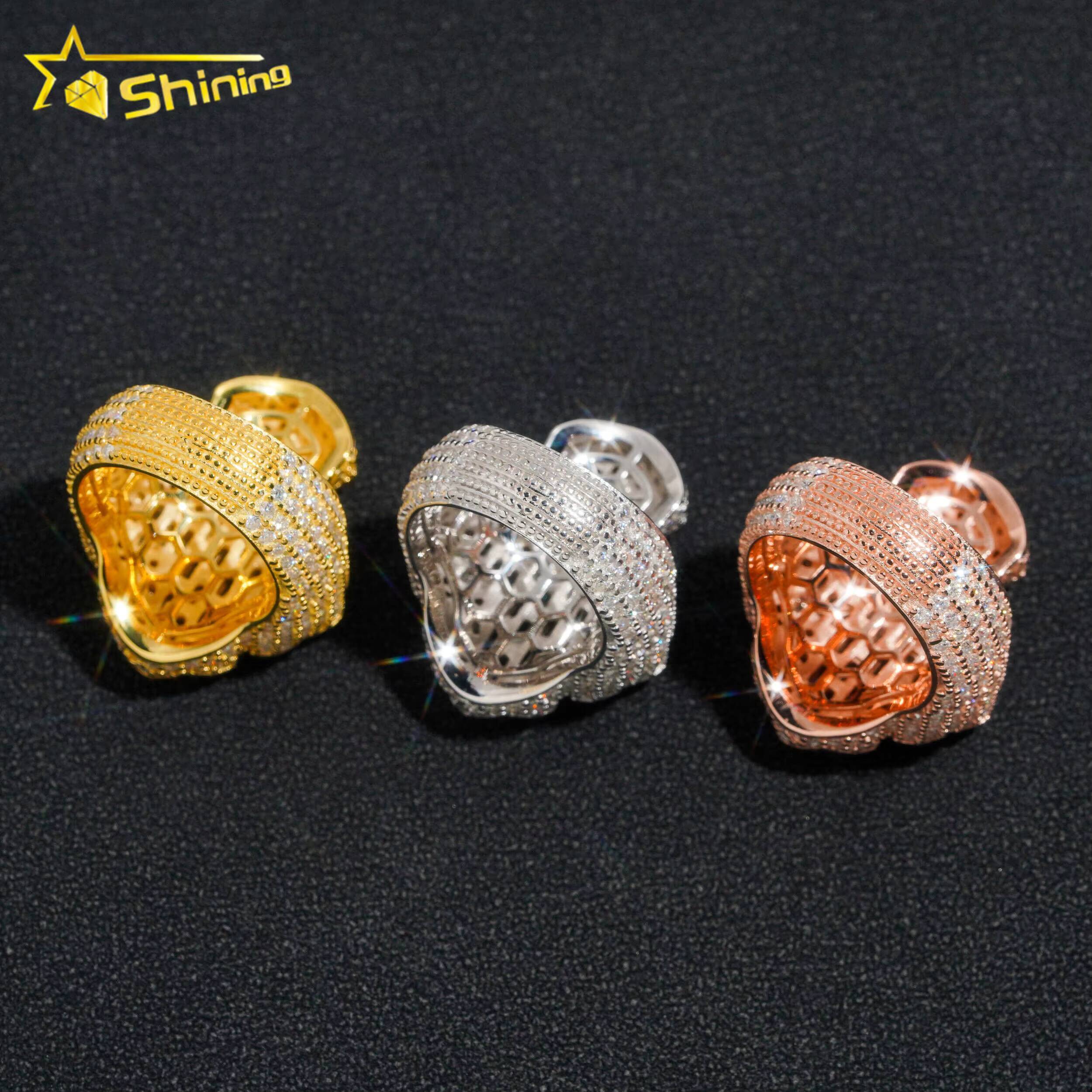 Hip Hop Fashion Iced Out Vvs Moissanite Cross Engagement 925 Sterling Silver Men Diamond Ring