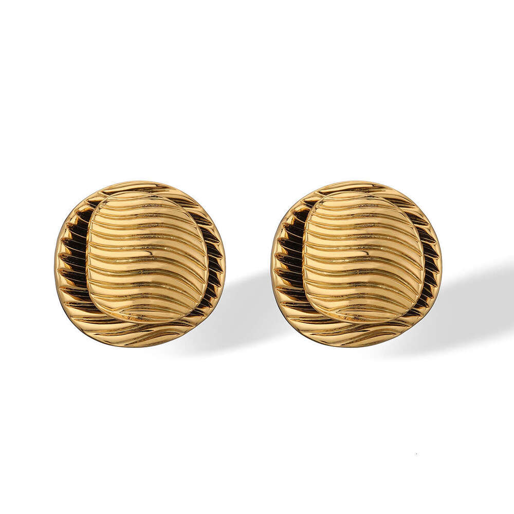 Hot-Selling Gold-Plated Geometric Flower Stainless Steel Earrings for Women, Niche Simple Designer Ear Jewelry