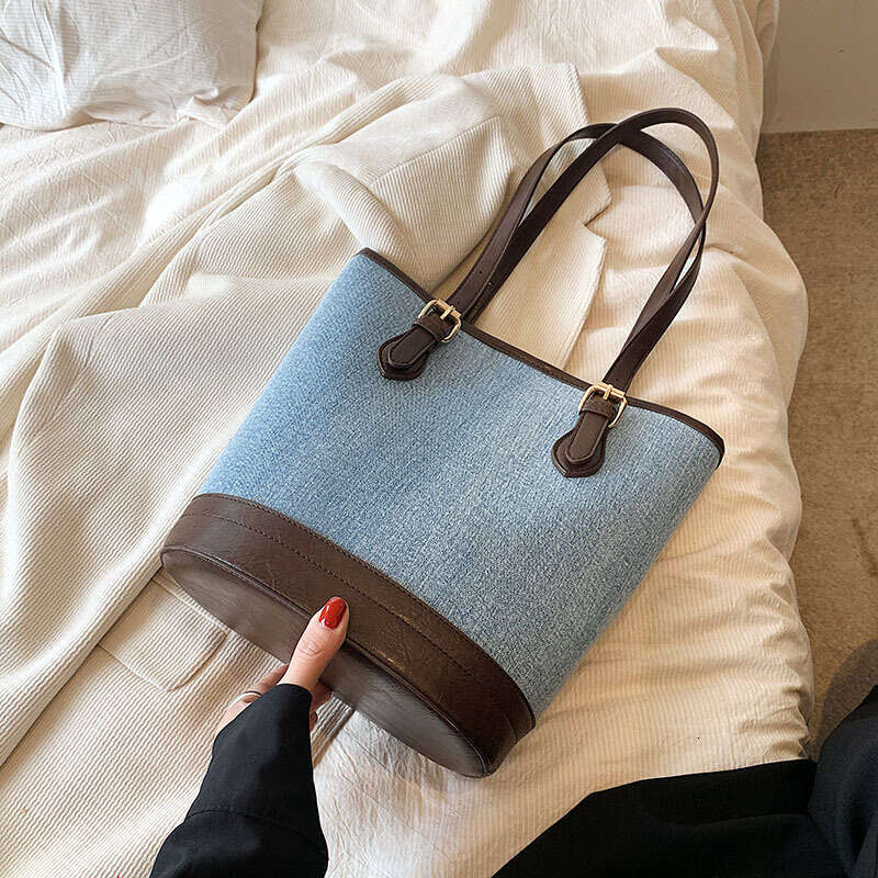 Large Denim for Bags Women 2025 Spring Summer Designer New Single Shoulder Trendy Handbag Commuter Tote Bag