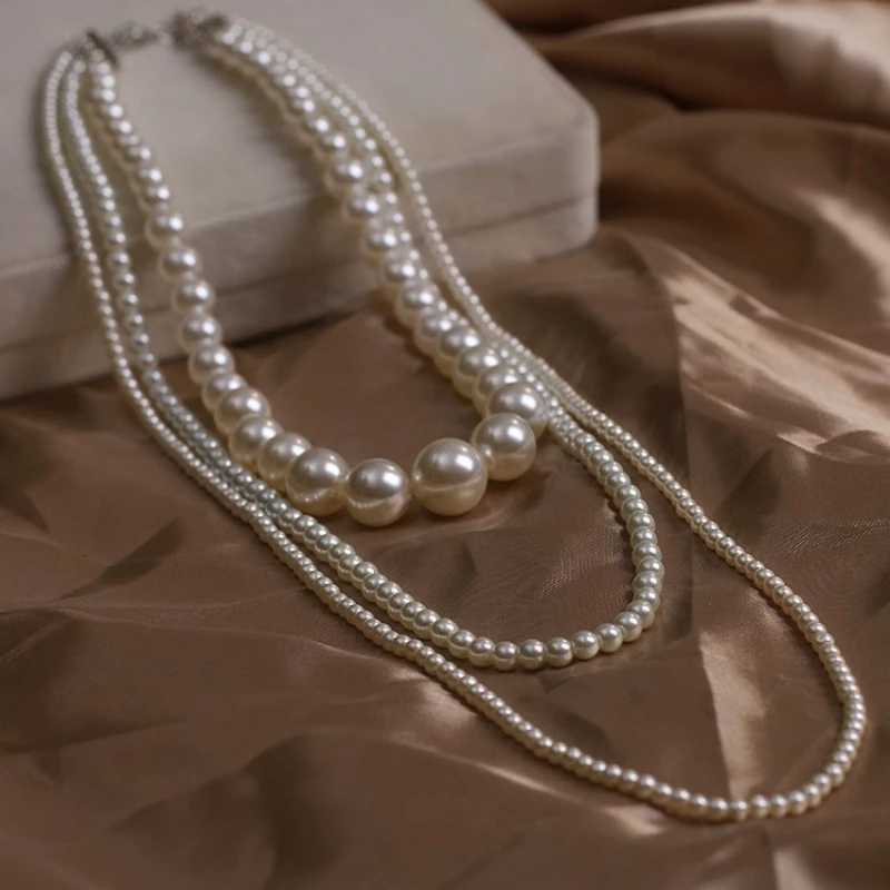 Shmik Women Girls Fashion Pearl Camellia Long MultiLayers Necklace Chains Elegant Lady Wedding Party Dress Jewelry Necklaces G250820 Z250910