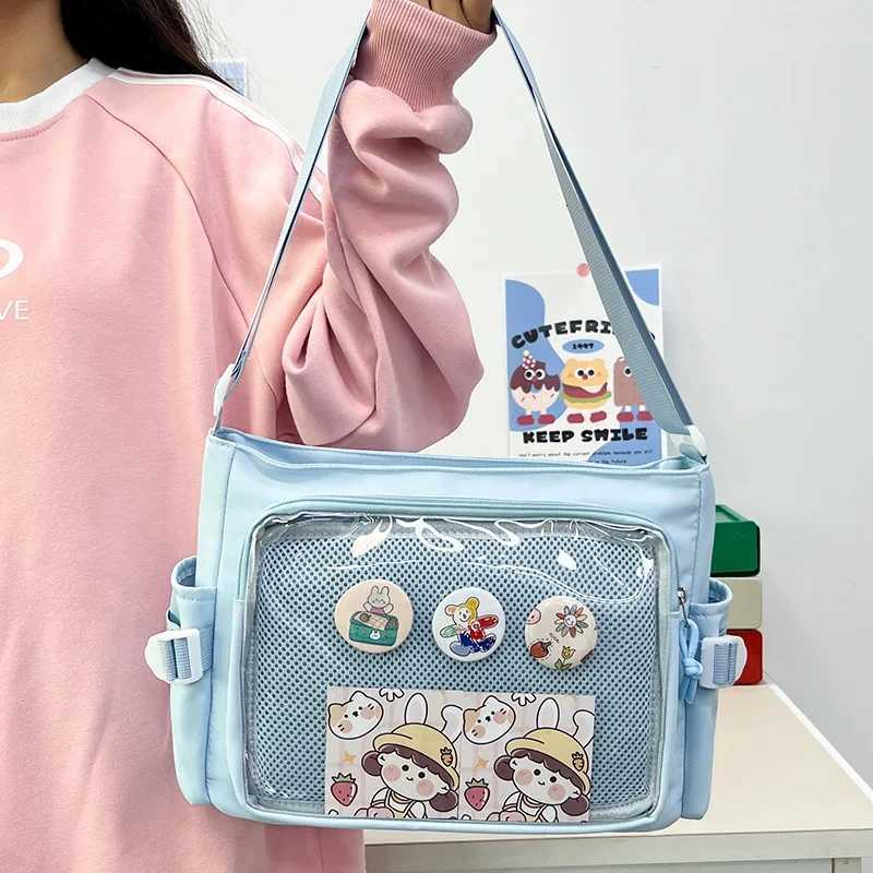 Preppy Style Candy Colour Cute Shoulder Bag Anime Expo Transparent Badge Display Messenger Bag Women Doll Itabag Crossbody Bag Y250819