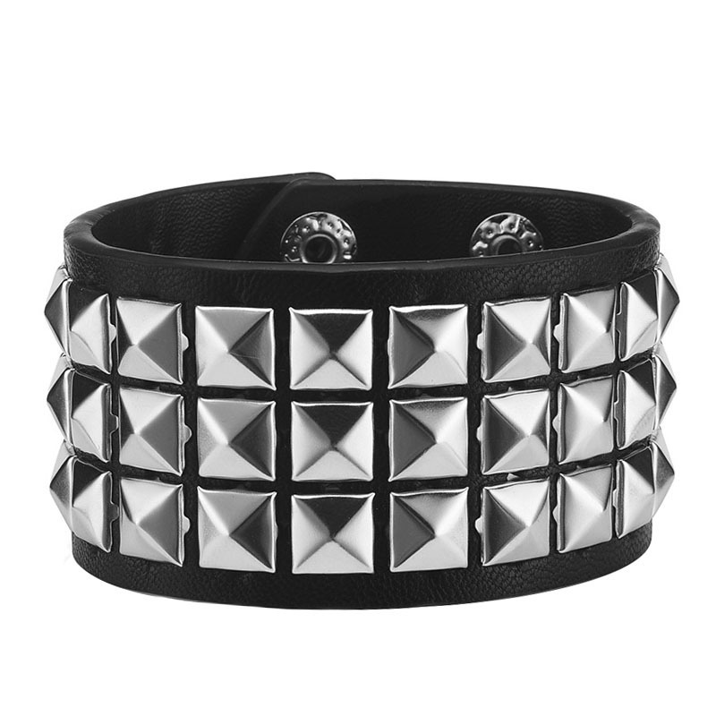 Punk Street Style Nightclub Sexy Rivet Set PU Leather Ins Couple Bracelet Jewelry