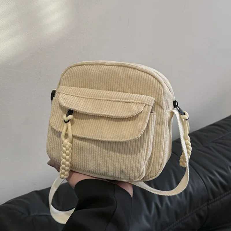 Korean Harajuku Messenger Bags Corduroy Womens Small Shoulder Bag Teenager Crossbody Bag Cute Tote Student Bolsa Y250819