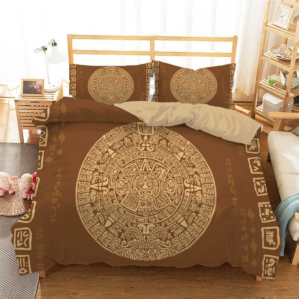 The Ancient Aztec Calendar Print Bedding Set Mayan Culture Duvet Cover Set With case Polyester Quilt Cover Queen Bed Set Y250819