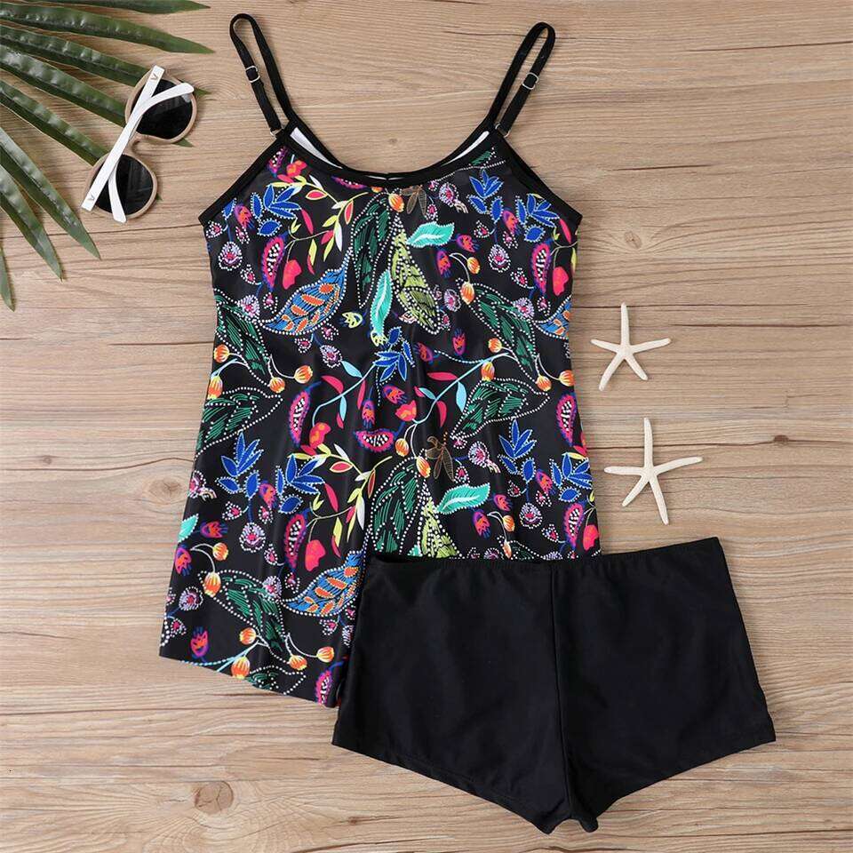 Print High Waist Swimsuit Women Two Piece Tankini Set Swimwear Female Beachwear Bathers Bathing Swimming Swim Suit 2024