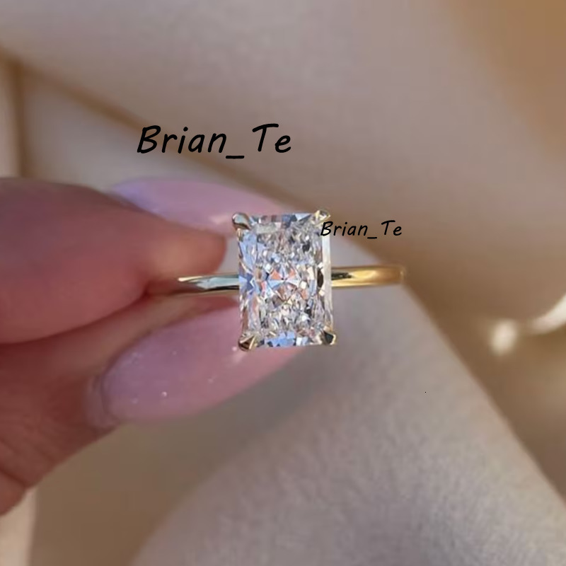 Fine Jewelry Moissanite Engagement Ring 7*9mm Radiant Cut Hidden Halo Silver 10k 14k 18k Custom VVS Moissanite Ring