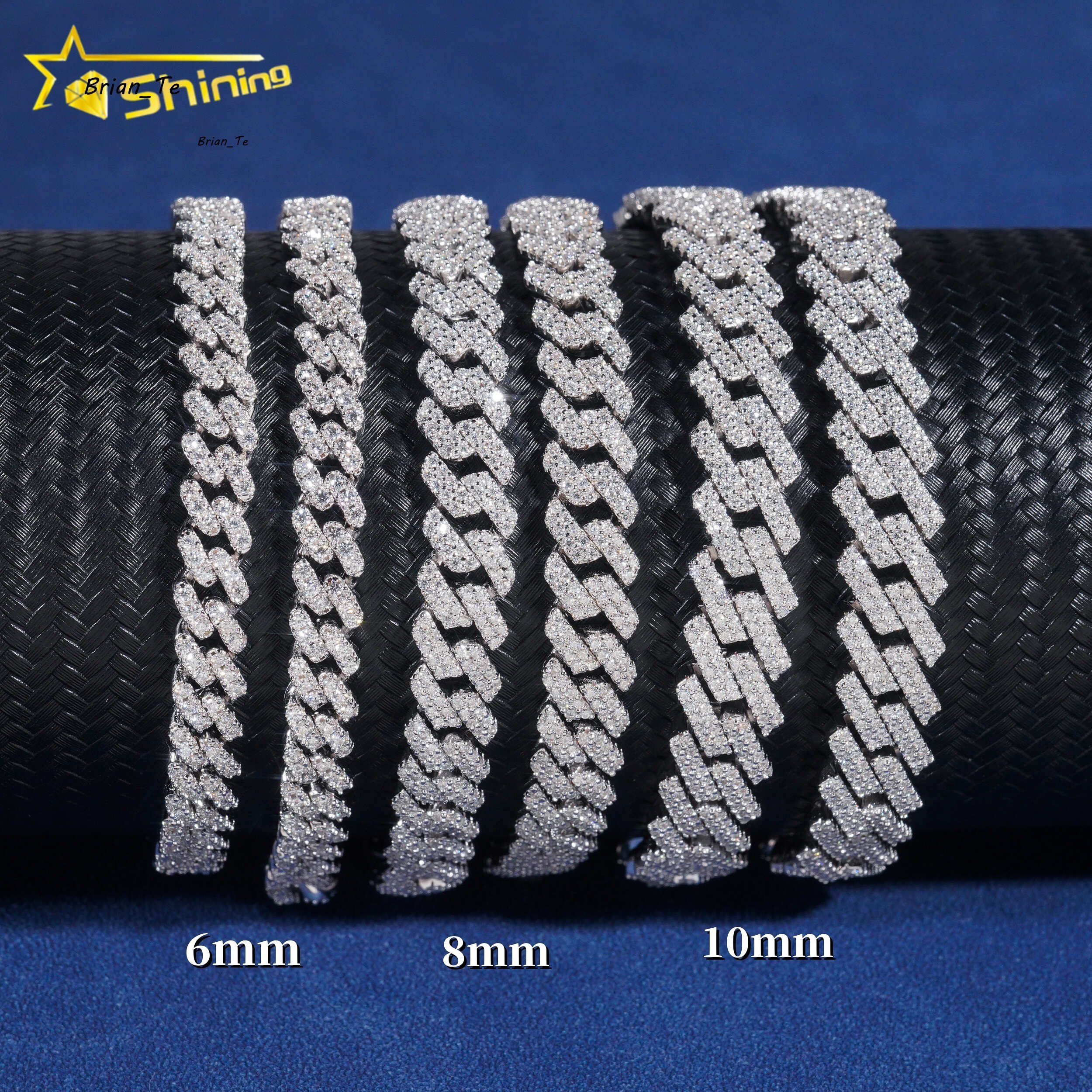 Hot Sale Fine Jewelry Lab Diamond 925 Sterling Silver 14k Gold Plated Vvs Moissanite Diamond Bracelet Men Cuban Link Bracelet