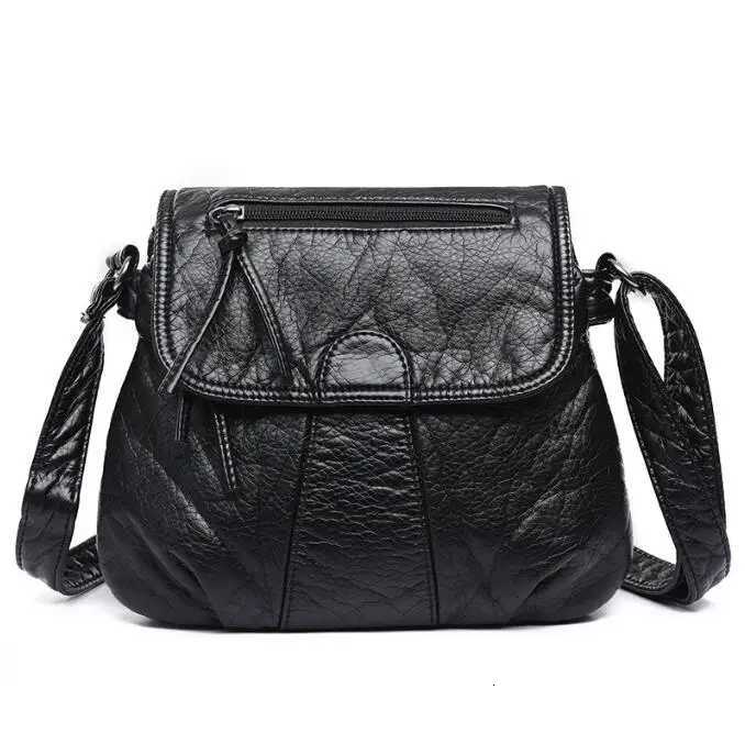 black Women Messenger Bags Crossbody Soft PU Leather Shoulder Bag High Quality Fashion Women Bags Designer Handbags Y250819