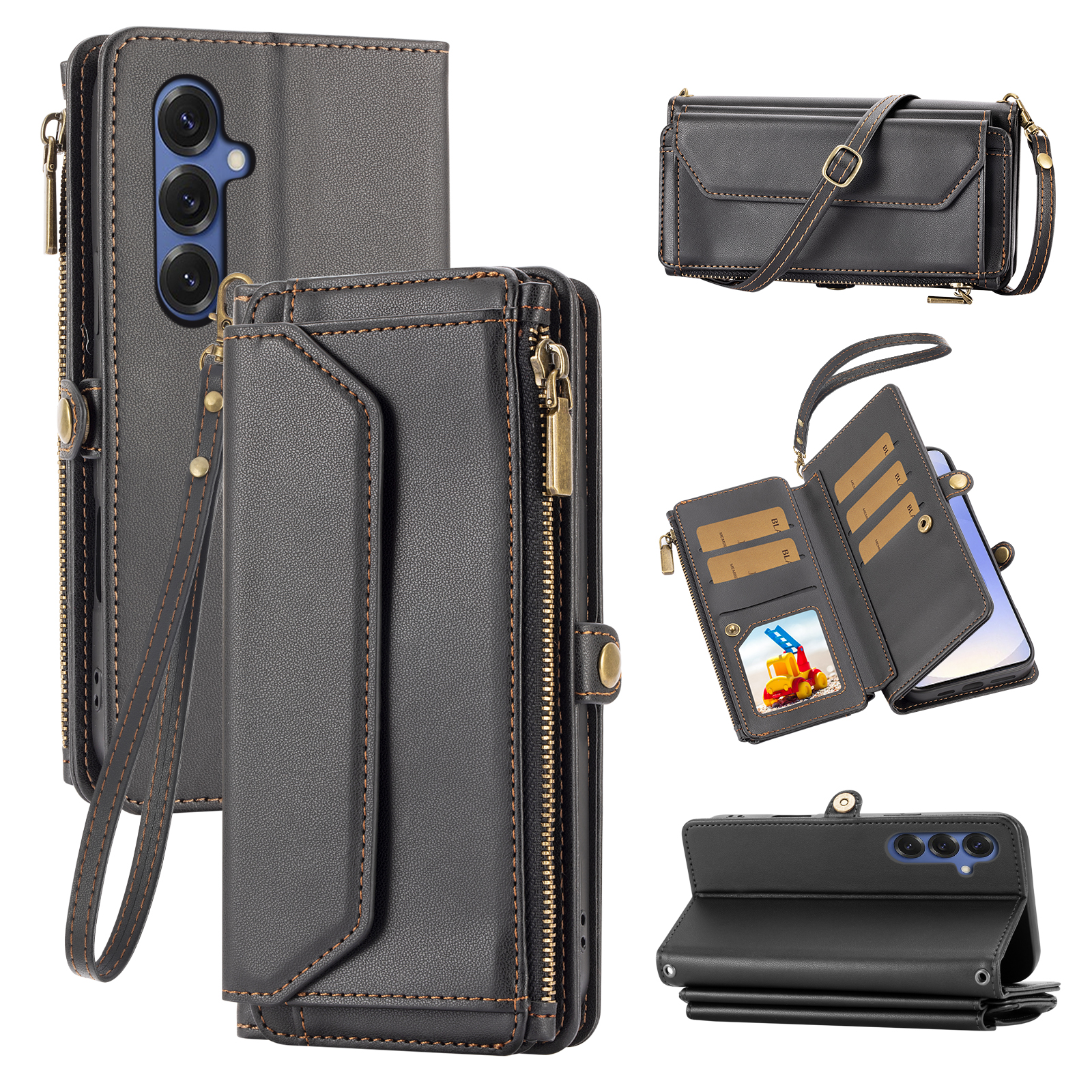 Premium Handcrafted Leather Smartphone Protector Featuring Internal Pocket Space Suitable Across Multiple Device Types Such As Samsung Galaxy Devices