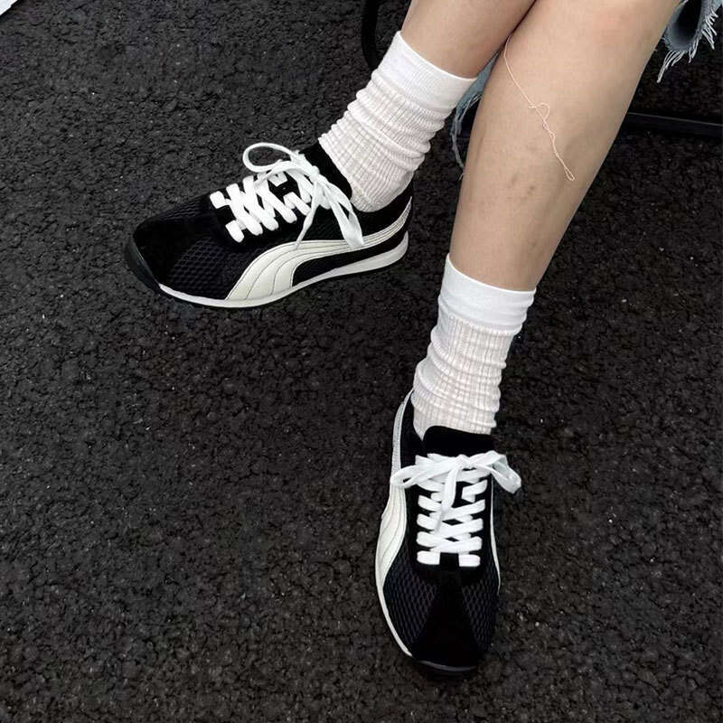 Grape Mom Same Style Ultra Breathable Mesh De Xun Color-Block Lace-Up Campus Casual Versatile Ugly-Cute Forrest Gump Shoes for Women