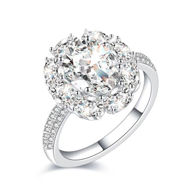 MT GRA Moissanite Engagement Ring for Women. Women's 925 Sterling Silver Large Floral Oval Cut Moissanite Ring, D Color VVS1 Wedding Ring Moissan