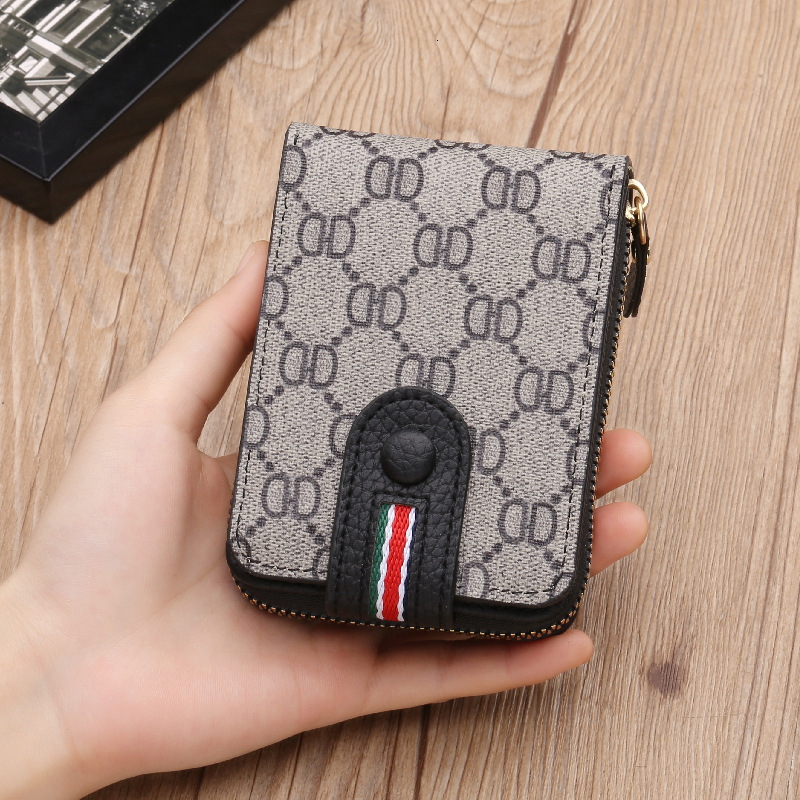 Free Shipping Designer Luxury Women's Zipper Card Holder European And American Fashion Vintage Flower Wallet Short Handbag Casual Coin Bag