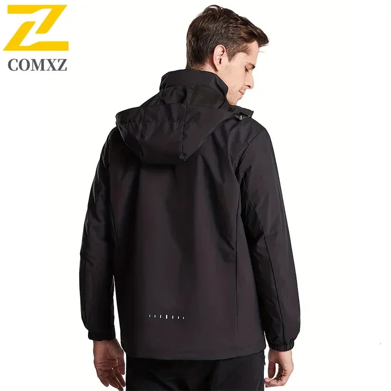 Spring Autumn Men Casual Jacket Men Outdoor Windproof Waterproof Athletes Jacket Coat Detachable Hat Jackets Male M5XL 250818