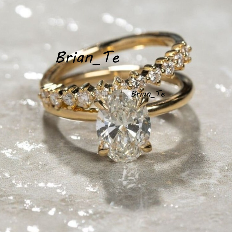 Popular Custom 2ct Oval Cut DEF Moissanite Jewelry Stone Round Cut Anniversary Wedding Moissanite Ring