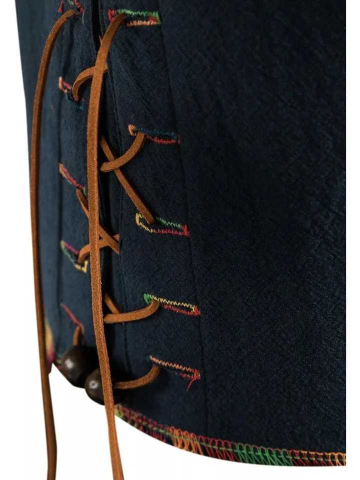 Mens Pure Cotton Retro Lace Up Shirts Renaissance Pirate Viking Medieval Style T-shirt for daily leisure and Halloween stage Y250819