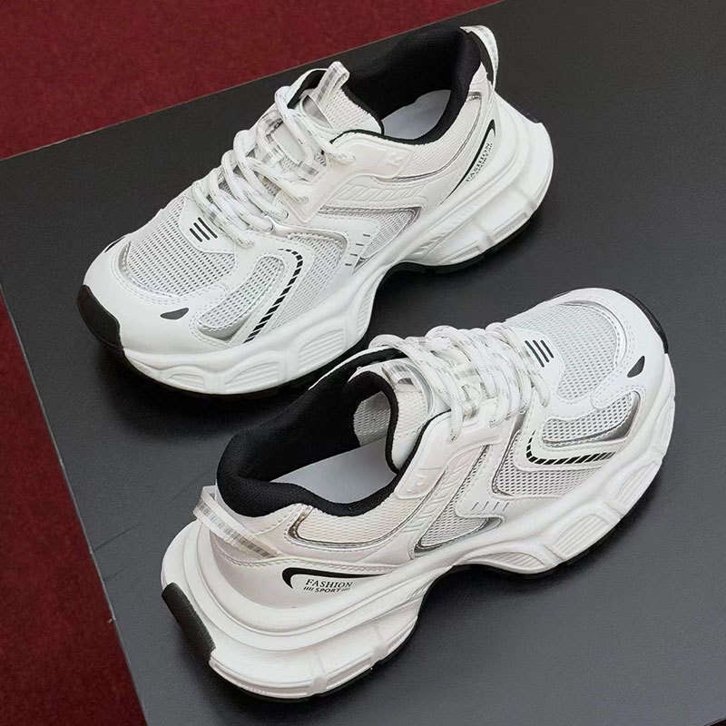 Thick-Soled Dad for Women 2025 Summer New Mesh Breathable Height-Increasing Versatile Fashion Color-Block Casual Shoes