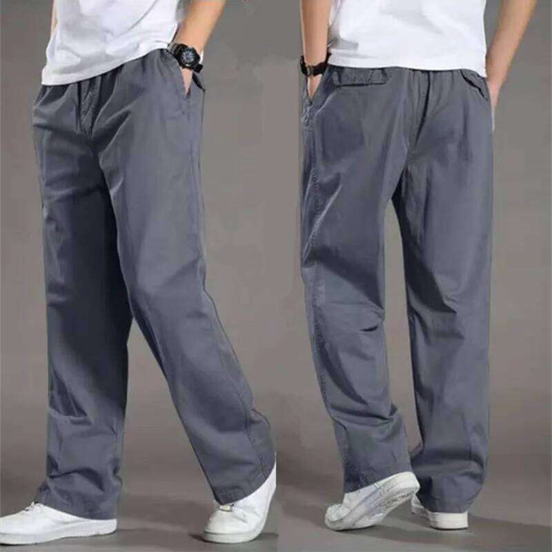 Summer thin cotton casual men loose straight leg 2024 new trend all matching men's long pants