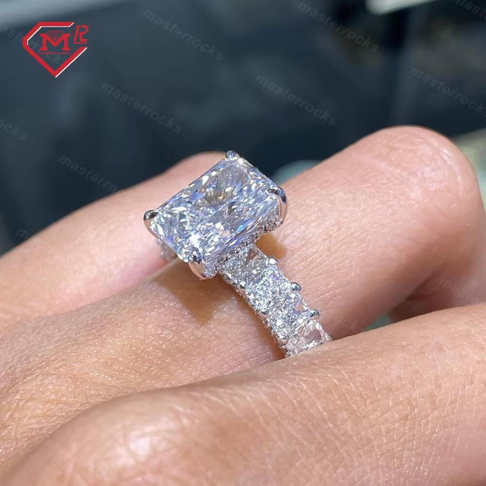Luxury Moissanite Ring Eternity Baguette Cut Iced Out 2ct Vvs Moissanite Diamond Engagement Rings