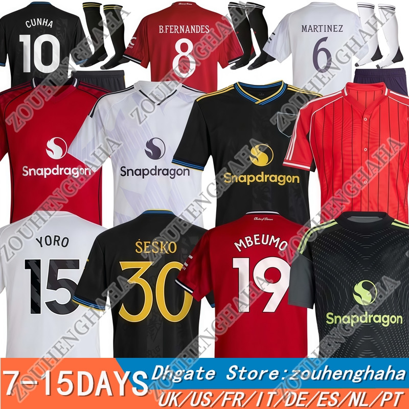 S-4XL 25 26 AMAD CUNHA SESKO Soccer Jerseys 2025 2026 Home AWAY Third Players Fans Man Kids Football Jersey Kit GARNACHO MAINOO MOUNT MARTINEZ B. FERNANDES YORO UNTED 888