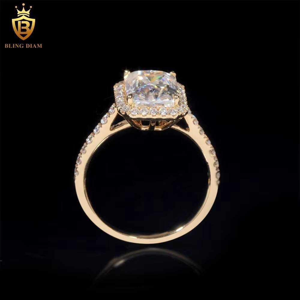 High Quality D Color VVS Moissanite Diamond Fine Jewelry 14K Yellow Gold Engagement Wedding Ring