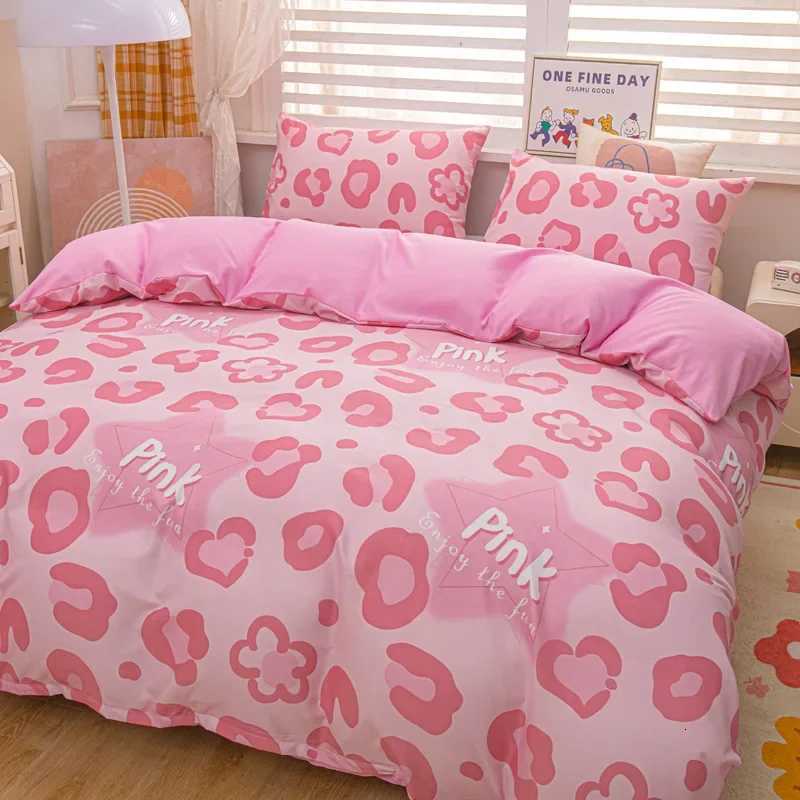 Pink Leopard Print Duvet Cover Set Animal Cheetah Pattern Comforter Covers Set Girly Bedding Set for Teens Women Bedroom Decor Y250819