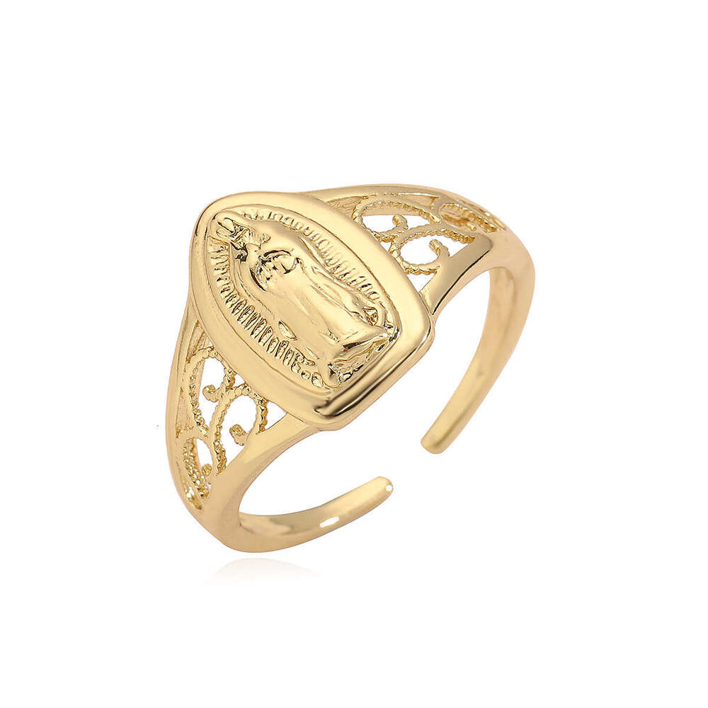 Simple Luxury Copper Gold-Plated Zircon Heart Geometric Designer Open for Women, Niche Ring